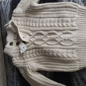 BabyGap cowl neck collar, 3 button sweater, size 2 years toddler, color beige